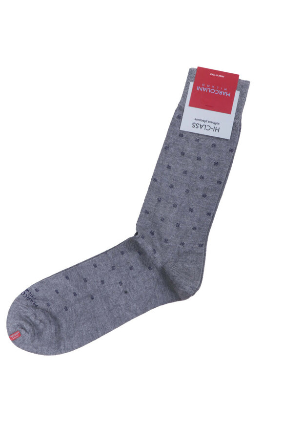 Marcoliani Gray & Blue Polka Dot Midcalf Socks - view 2