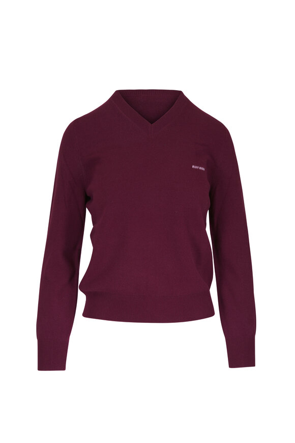 Miu Miu Maroon Washed Wool Sweater - view 1