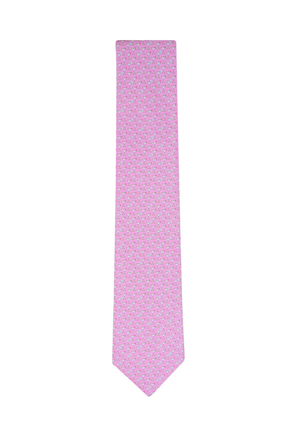 Ferragamo Pink Margarita Print Silk Necktie