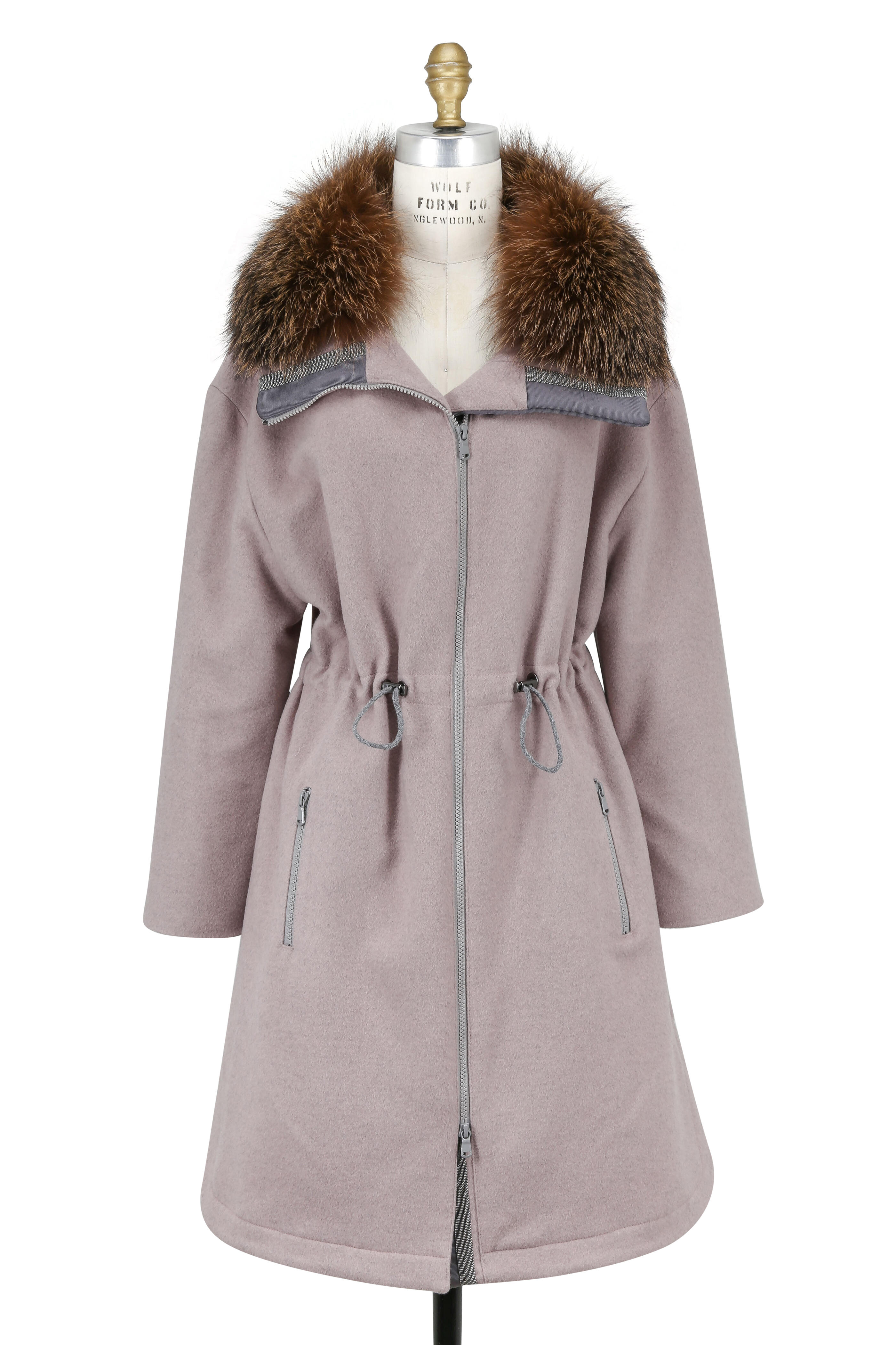 Brunello Cucinelli - Dusty Pink Wool & Cashmere Detachable Fur Coat