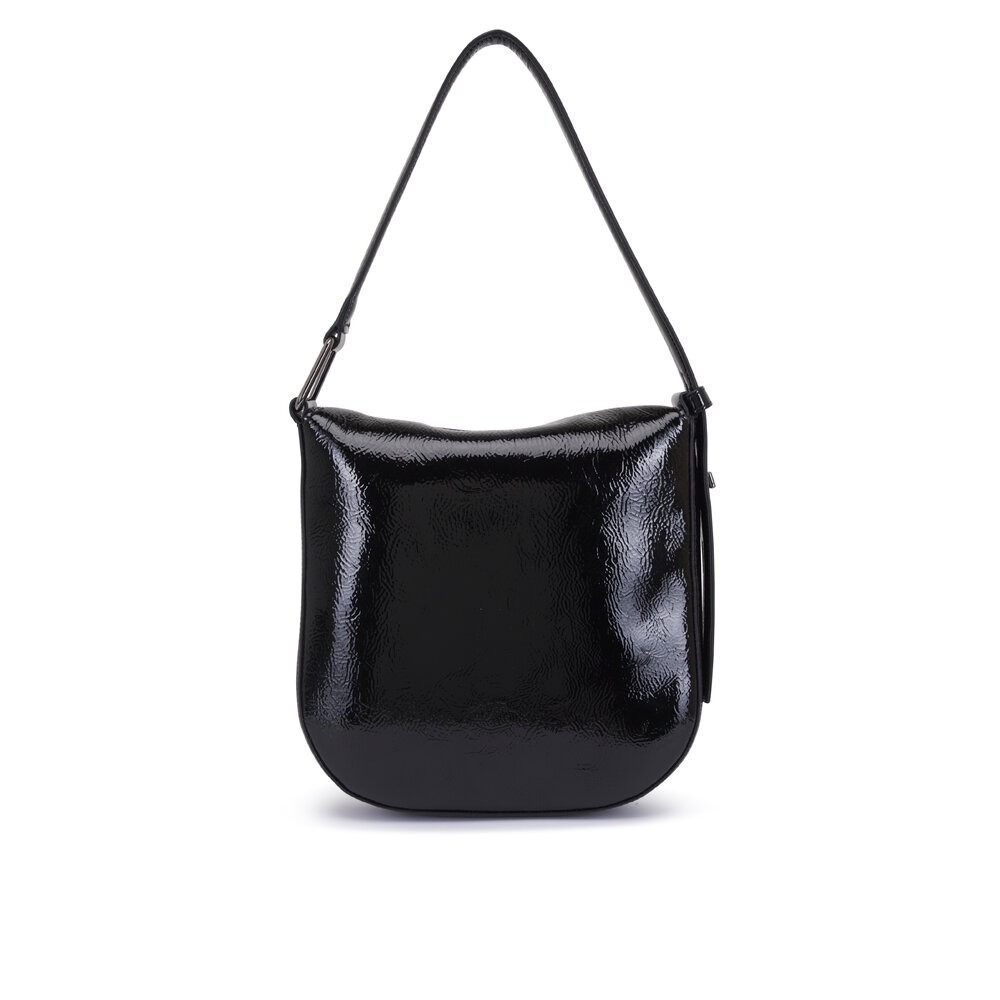 Akris Anna Little Black Patent Leather Hobo Bag