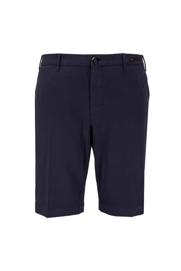 PT Torino Navy Blue Cotton Stretch Shorts