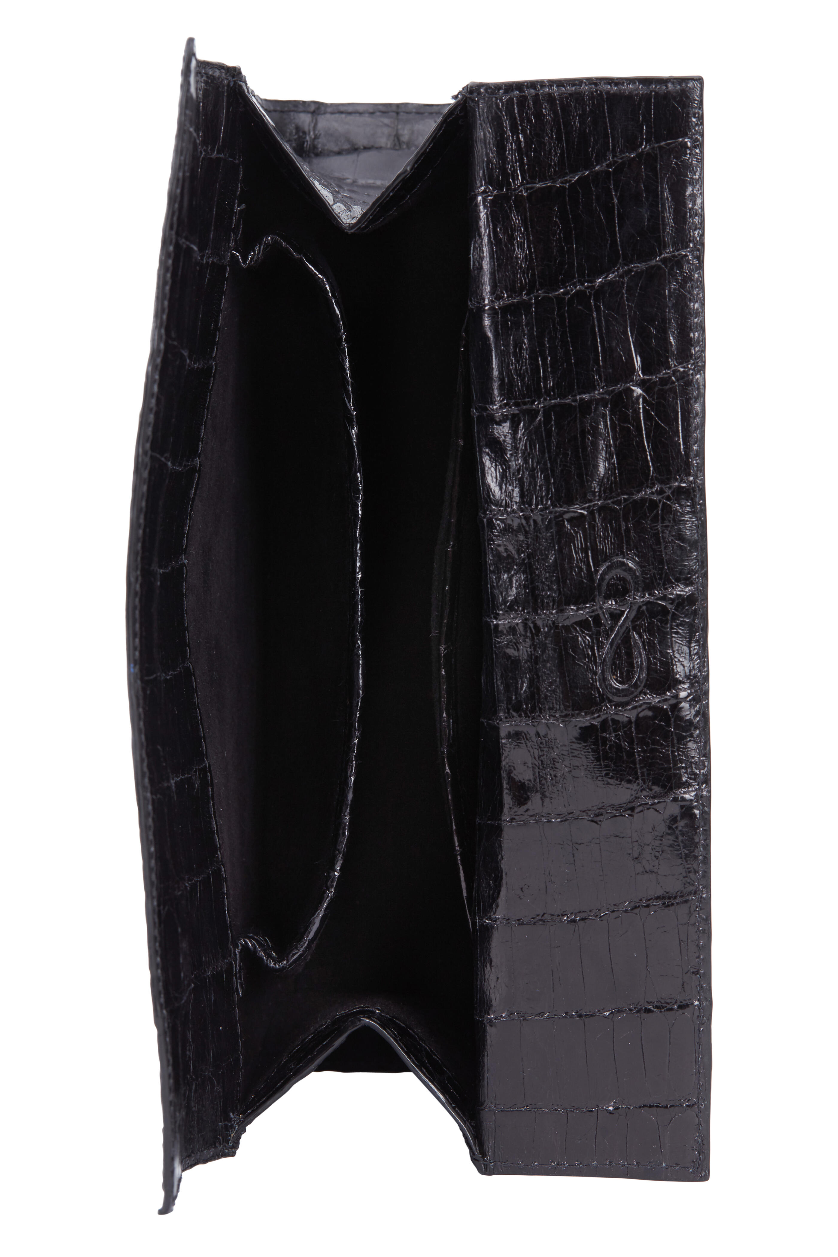 Nancy Gonzalez - Black Crocodile Mini Flap Clutch