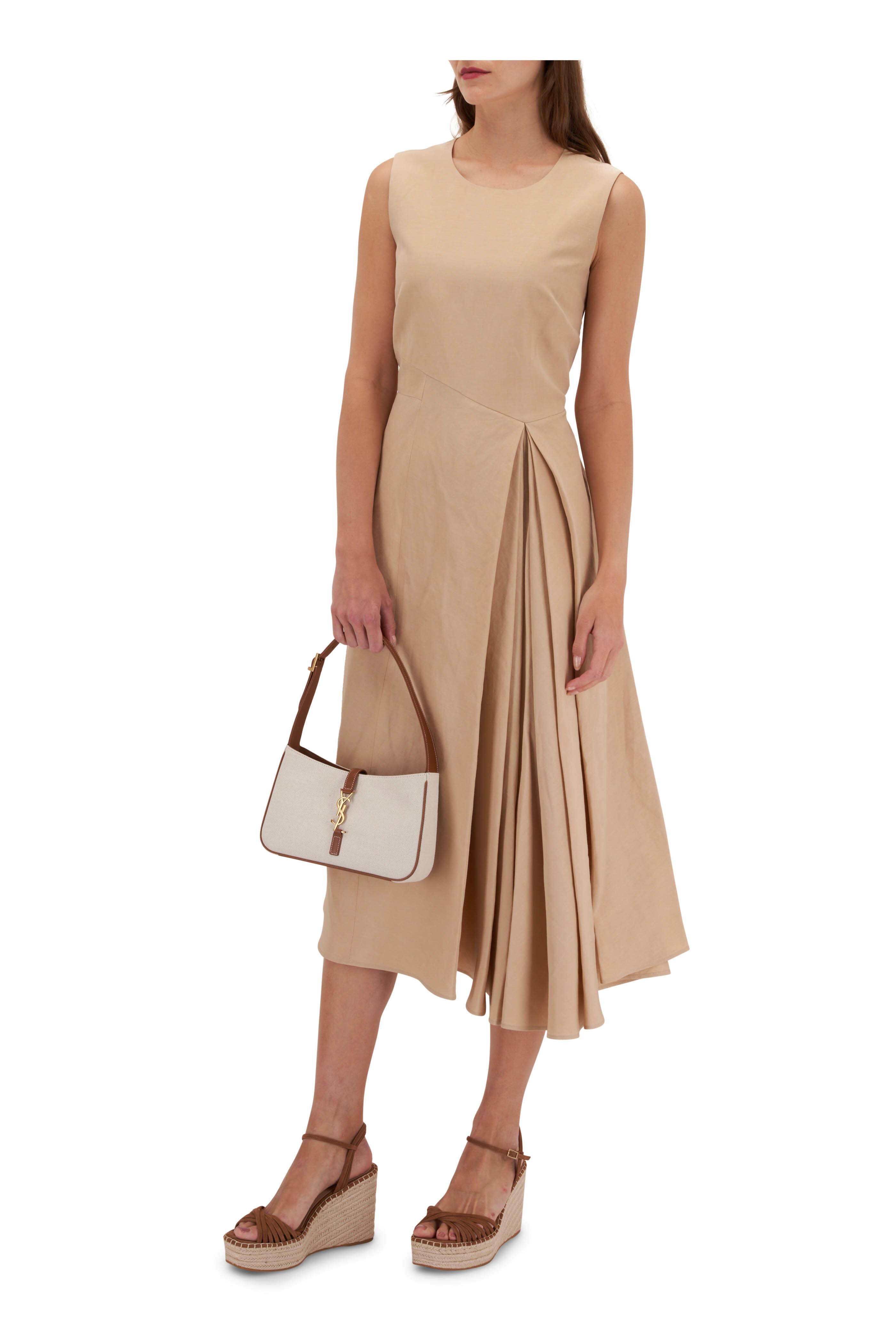 Lafayette 148 New York - Dune Silk & Linen Pleated Dress