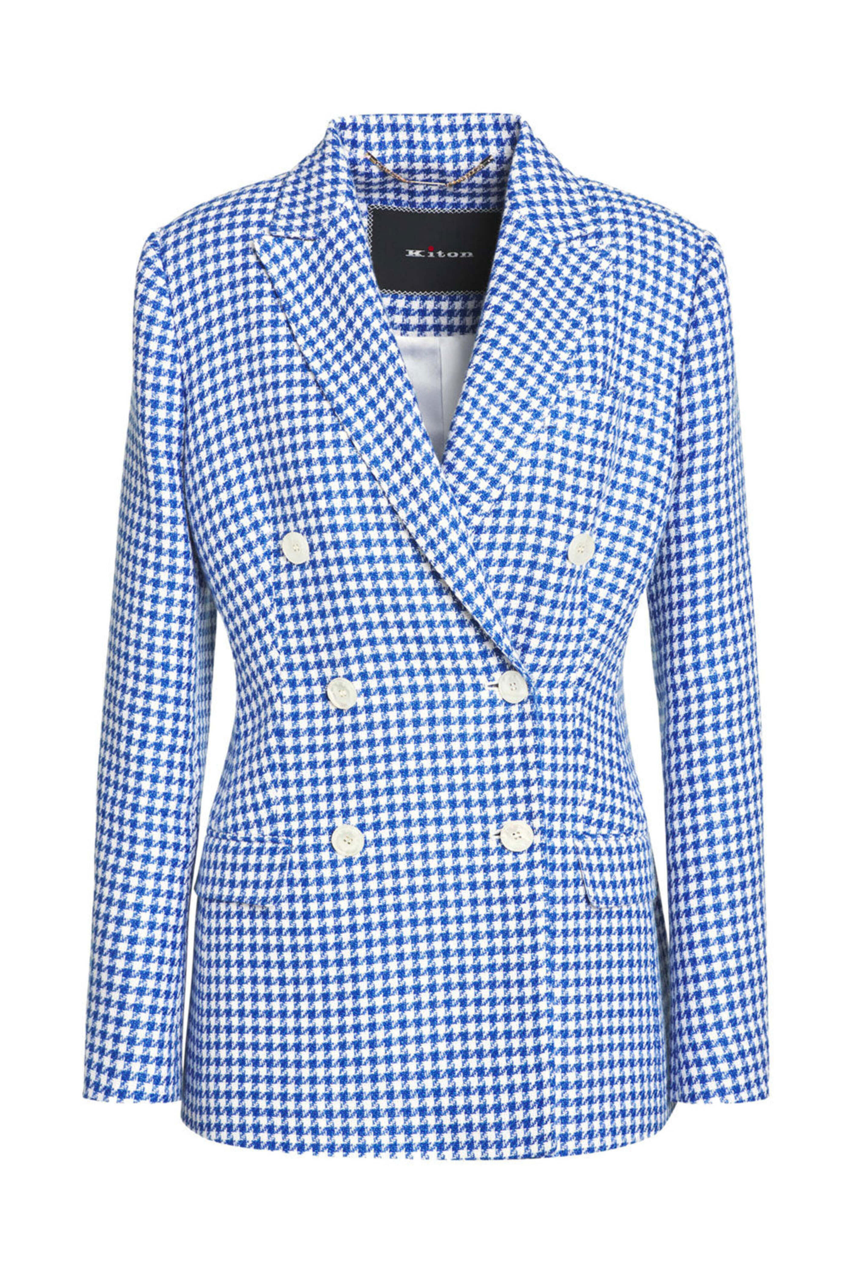 Kiton - Blue Houndstooth Double Breasted Jacket
