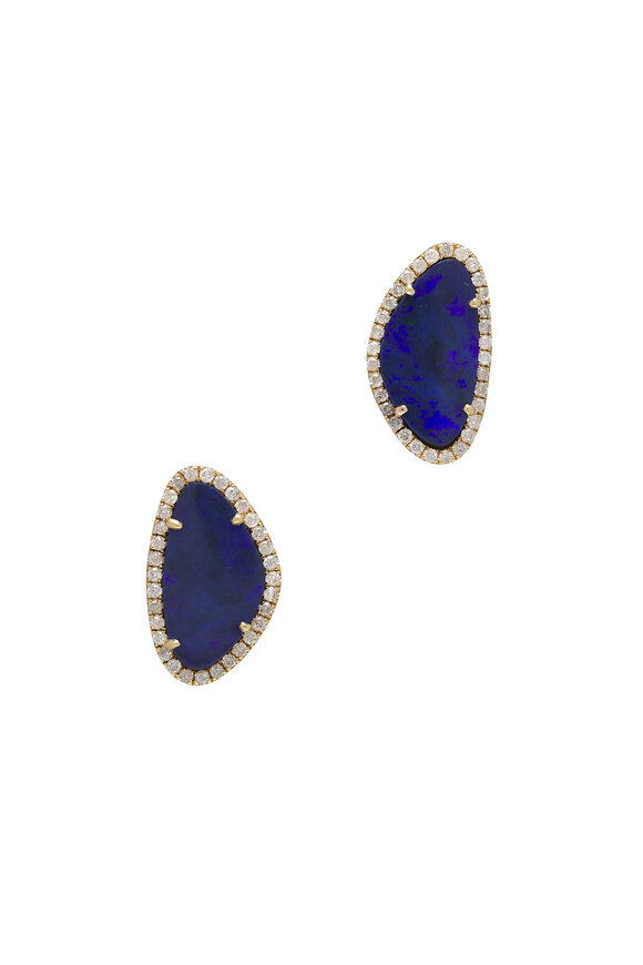 Kai Linz Blue Opal & Diamond Halo Earrings