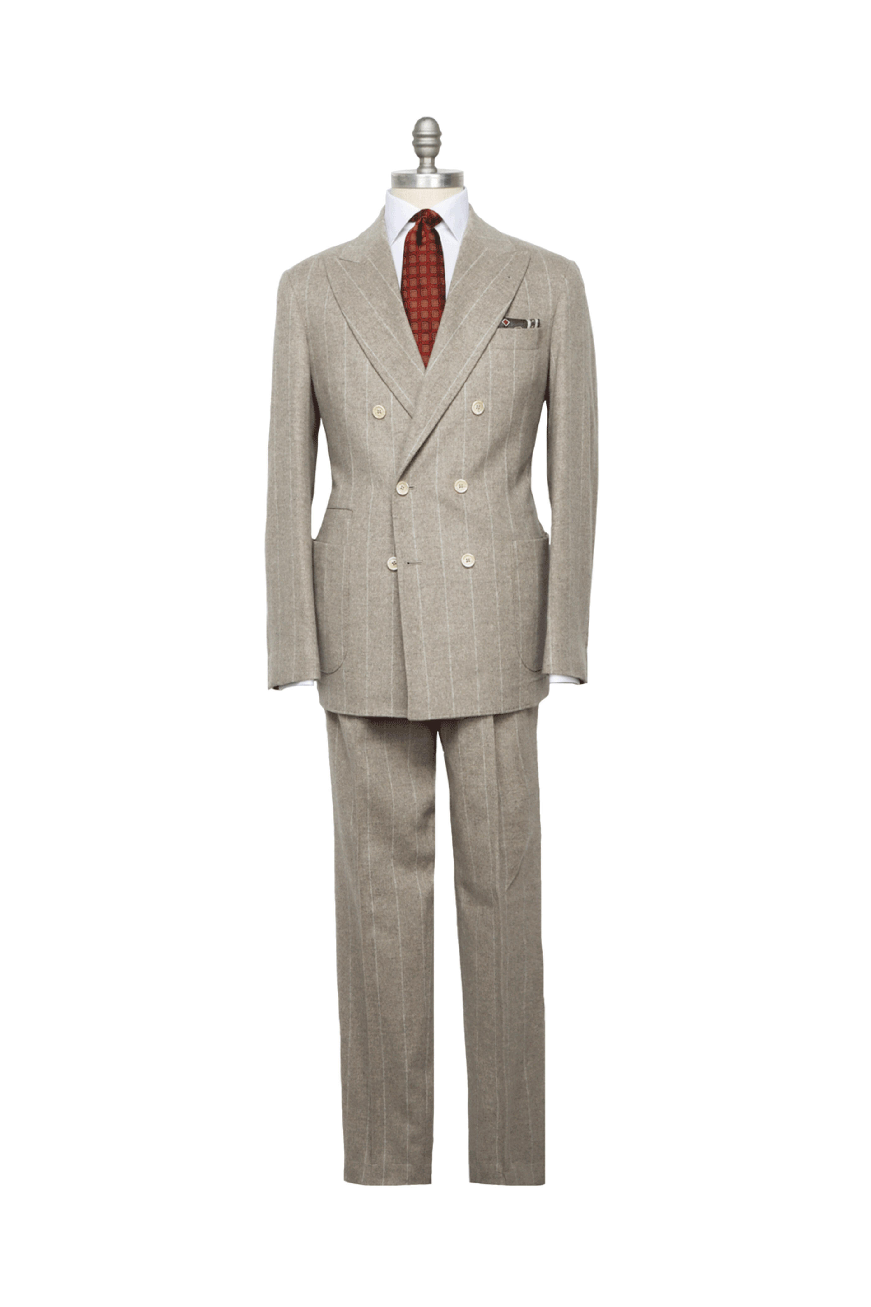 Brunello Cucinelli - Beige Pinstriped Flannel Suit