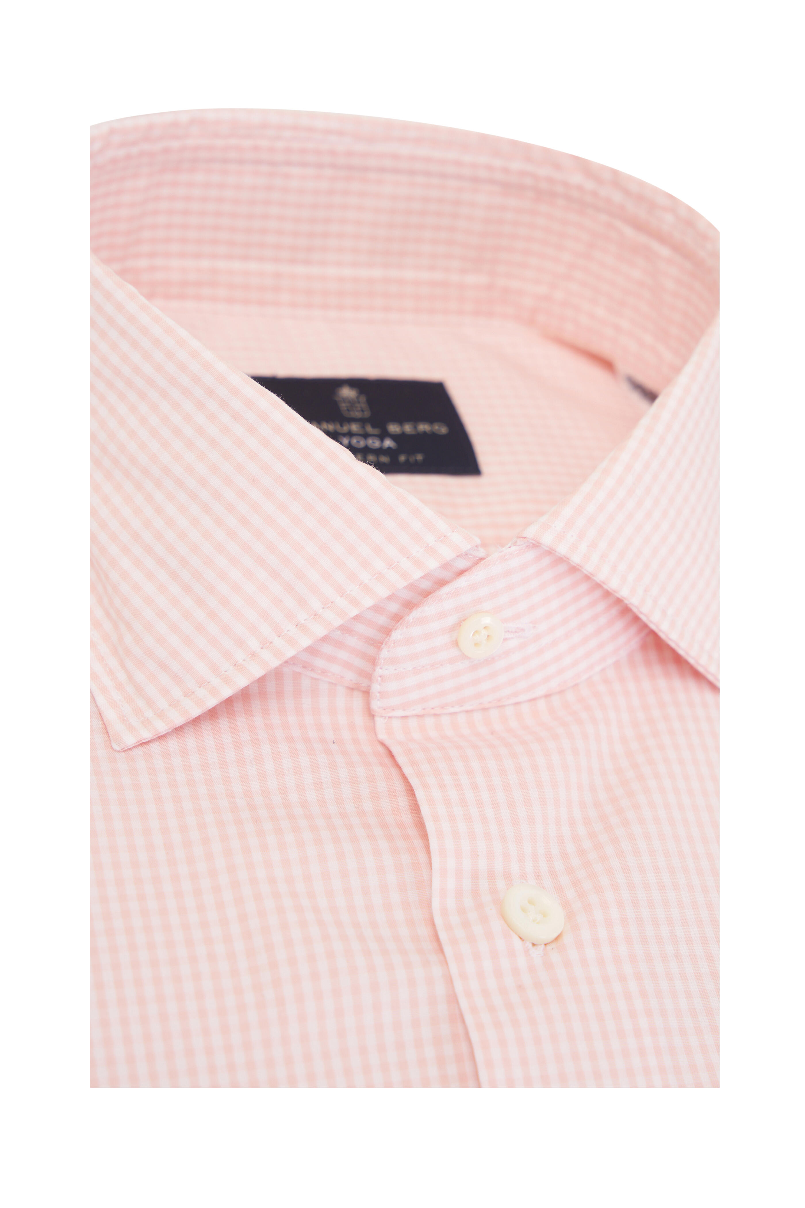 Emanuel Berg - Light Pink Check Cotton Poplin Shirt