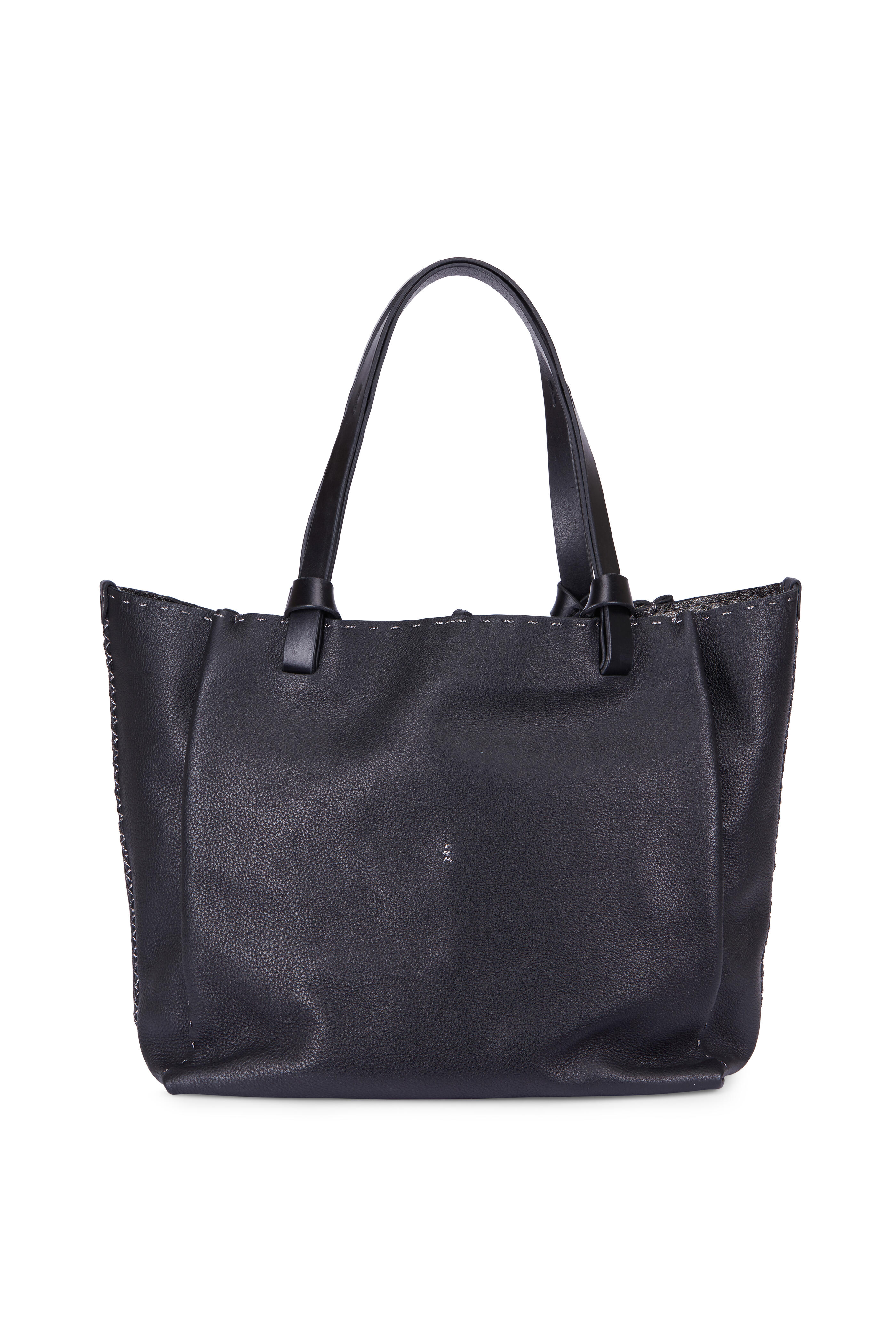 Henry Beguelin - Black Leather Expandable Tote | Mitchell Stores Henry Beguelin - Black Leather Expandable Tote | Mitchell Stores