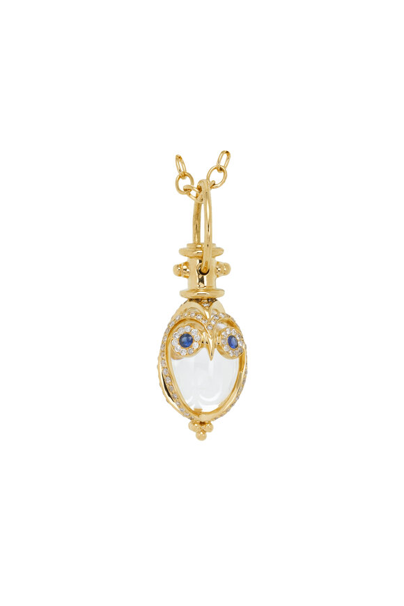 Temple St. Clair - 18K Gold Crystal, Sapphire & Diamond Owl Amulet