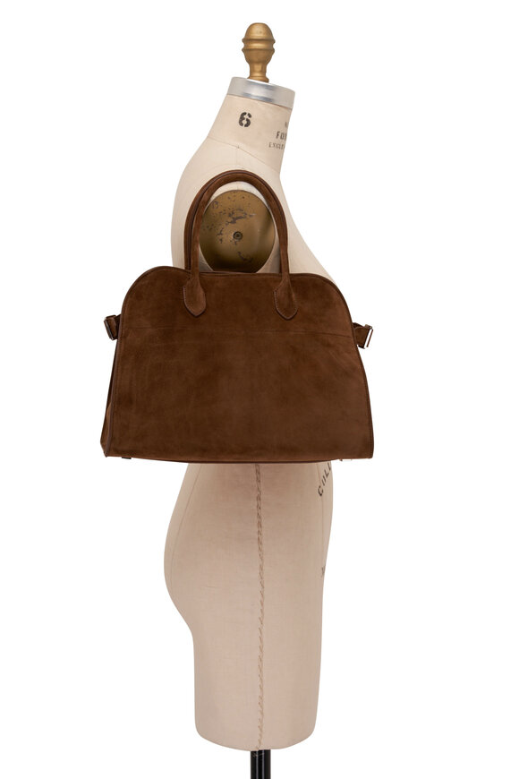 The Row - Soft Margaux 12 Desert Brown Suede Top Handle Bag