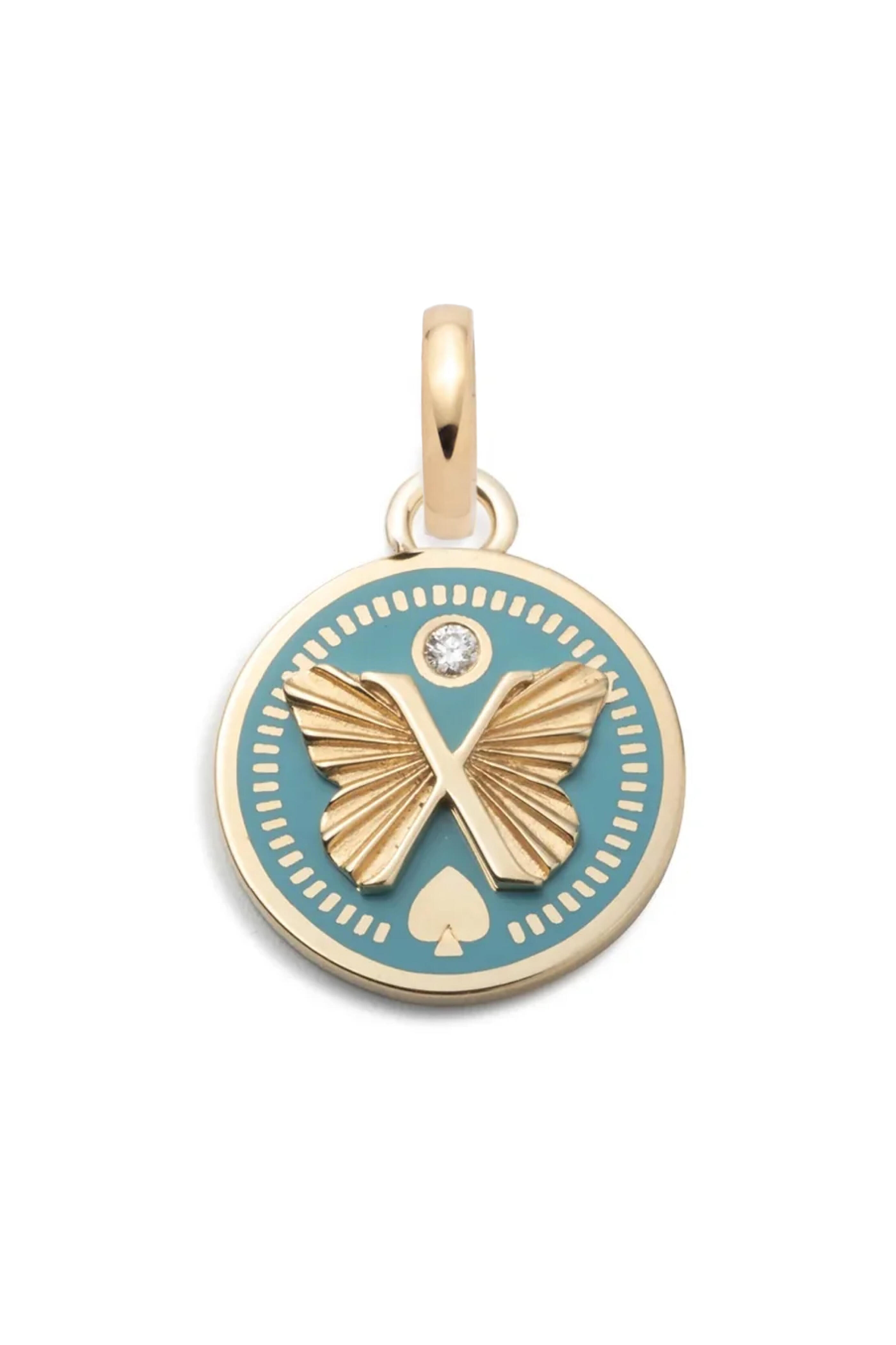 Foundrae - 18k Yellow Gold Ceramic Butterfly Baby Medallion - view 2