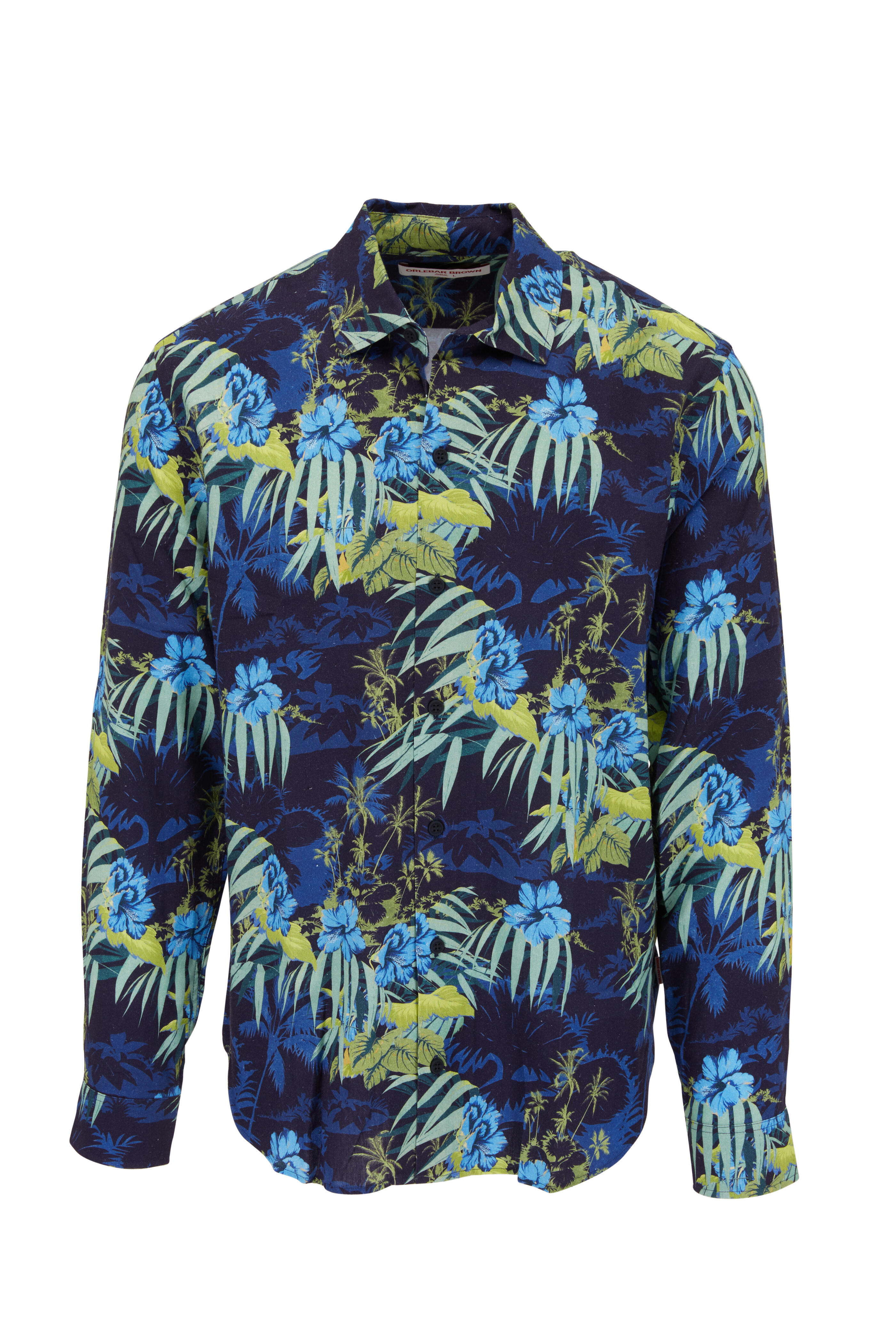 Orlebar Brown - Giles Night Iris Islet Print Classic Collar