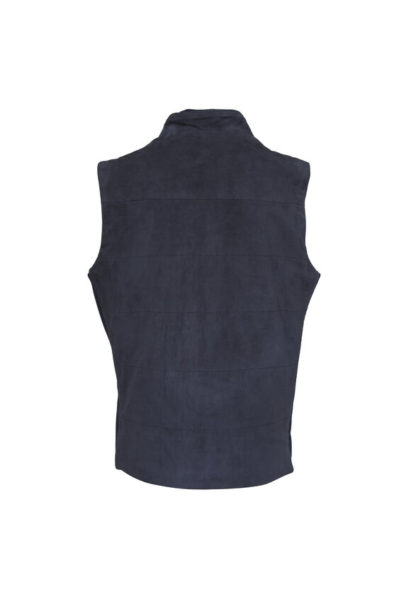 Maurizio Baldassari Navy Blue Suede Vest - view 6