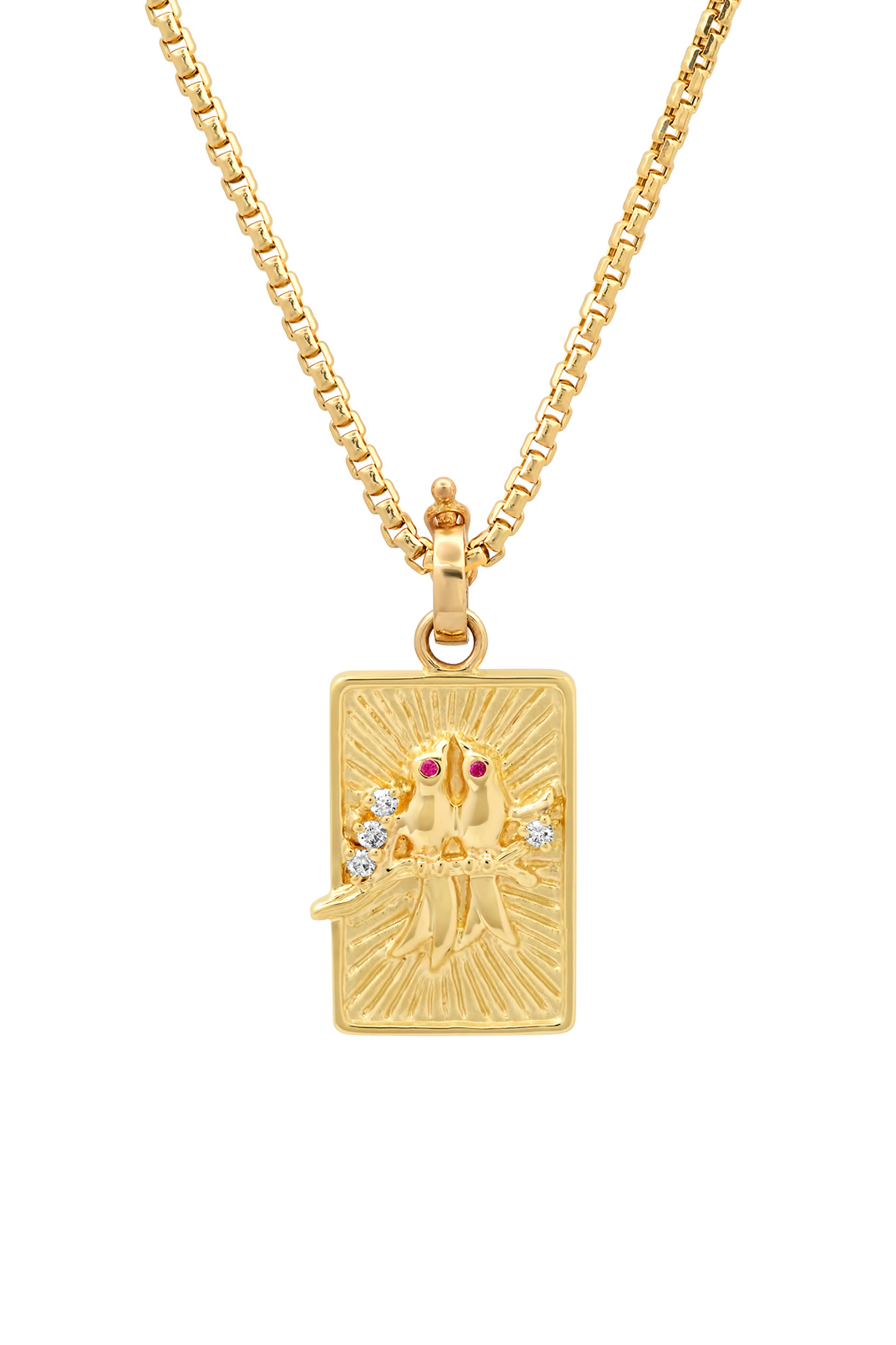 Helena Rose - 14k Yellow Gold Small Gold Lovebirds Pendant - view 1