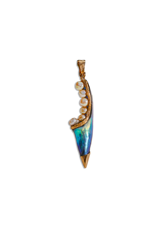 K. Brunini Jewels Natural Baja Pearl Peapod Abalone Pendant