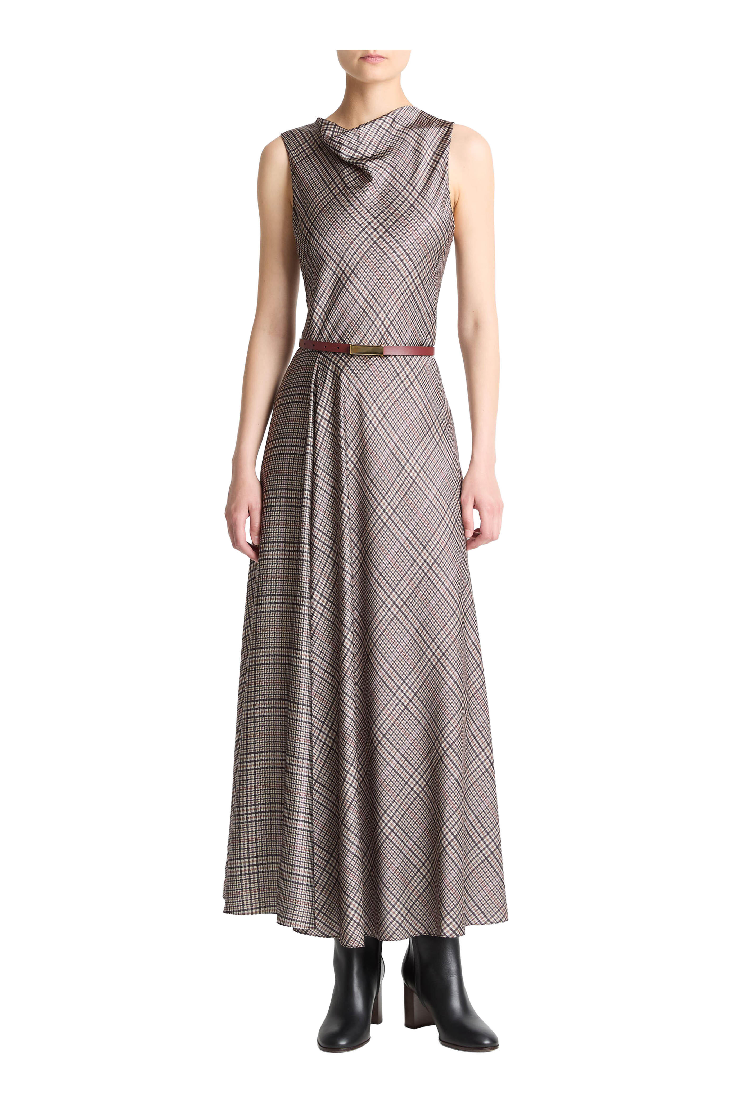 Vince - Pressed Plaid A-Line Midi Dress
