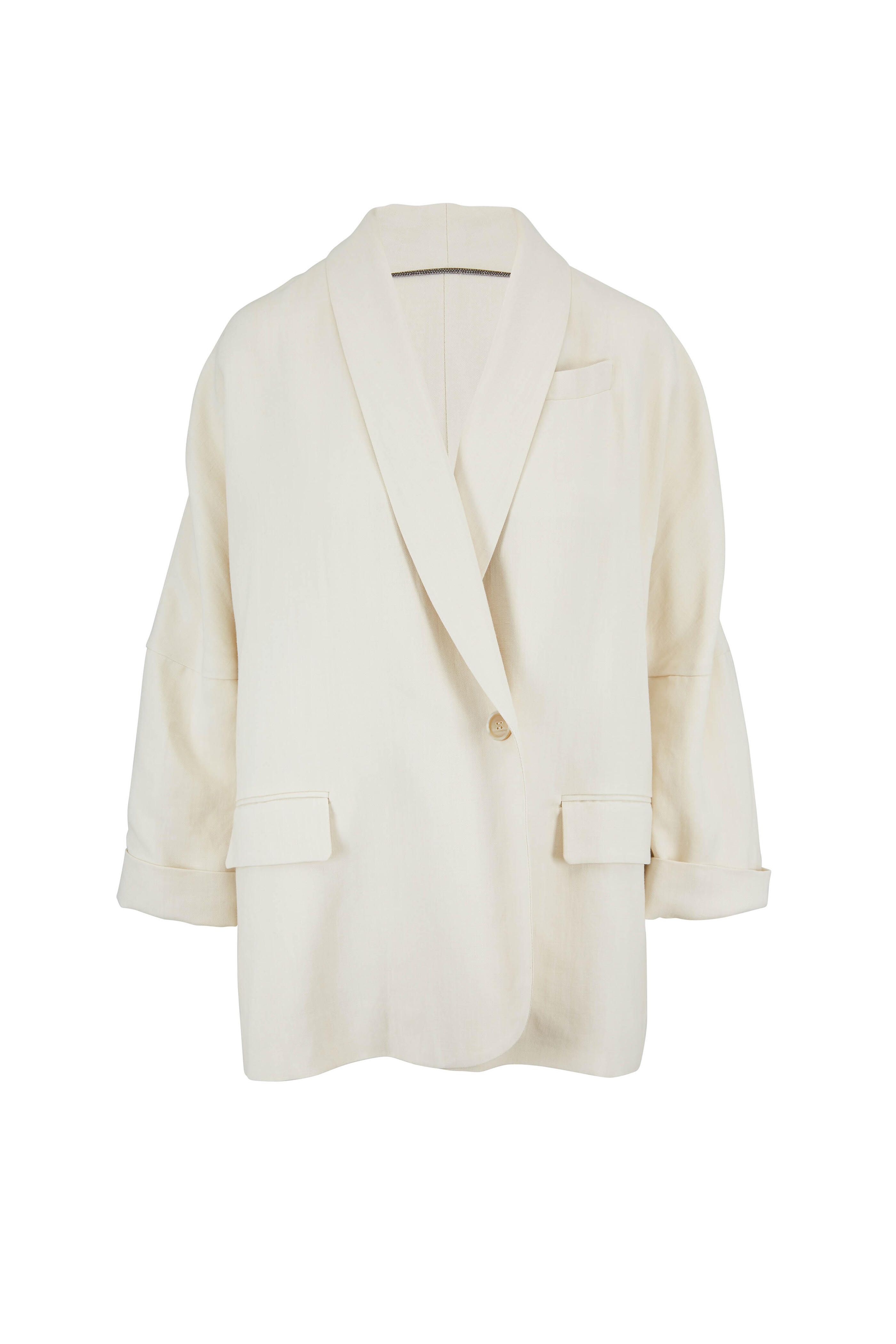 Brunello Cucinelli - Natural Linen Shawl Lapel Drop Sleeve Blazer