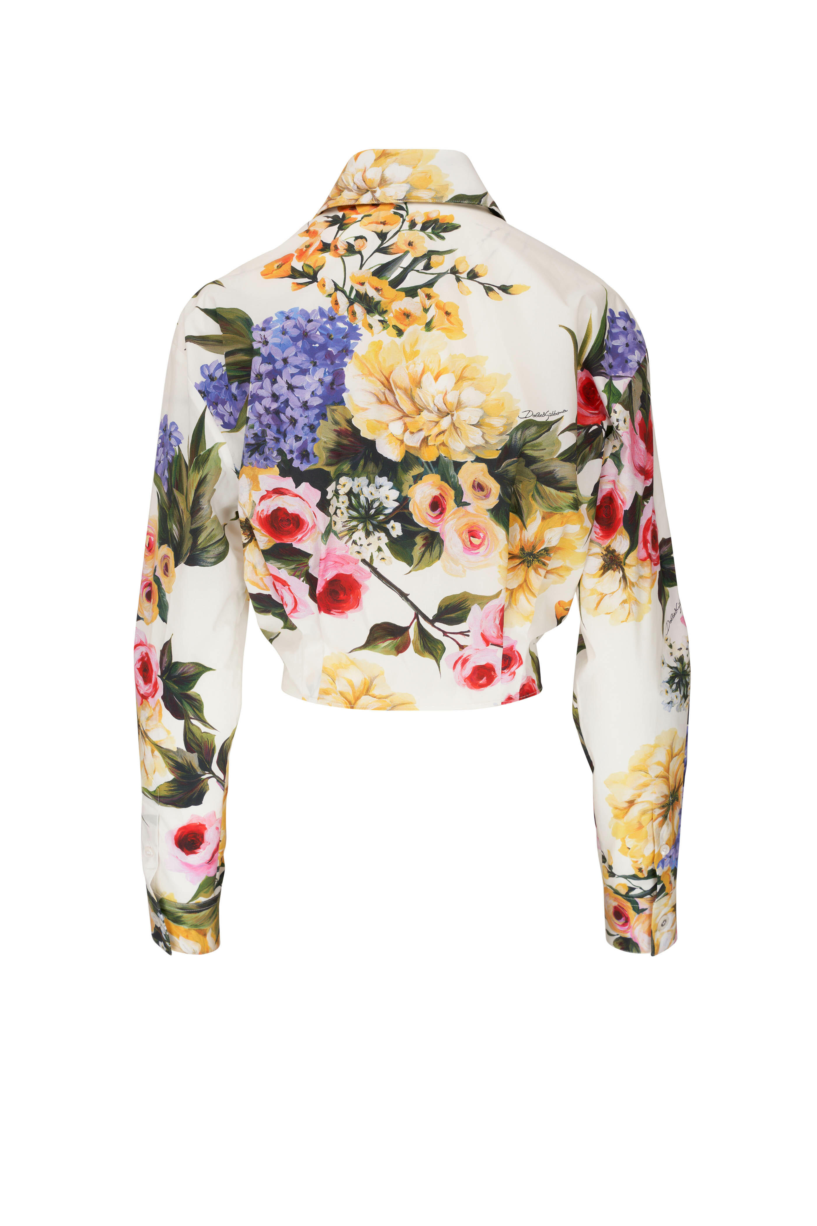 Dolce & Gabbana - White Flower Print Poplin Tie Front Shirt