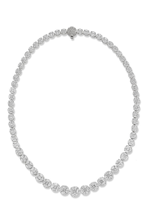 Nam Cho 18k White Gold Diamond Riviera Necklace