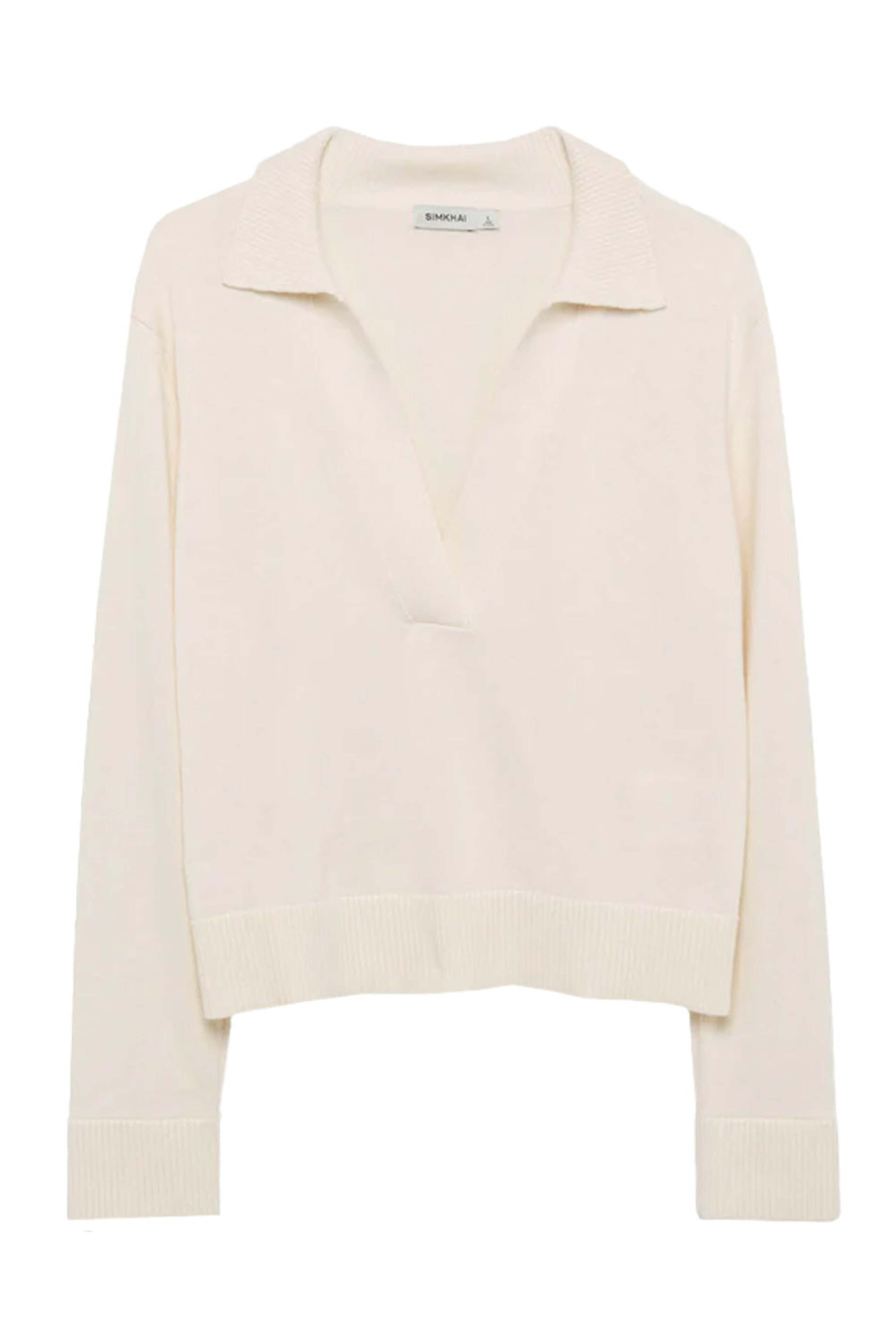 Simkhai - Ivory Long Sleeve Polo Sweater