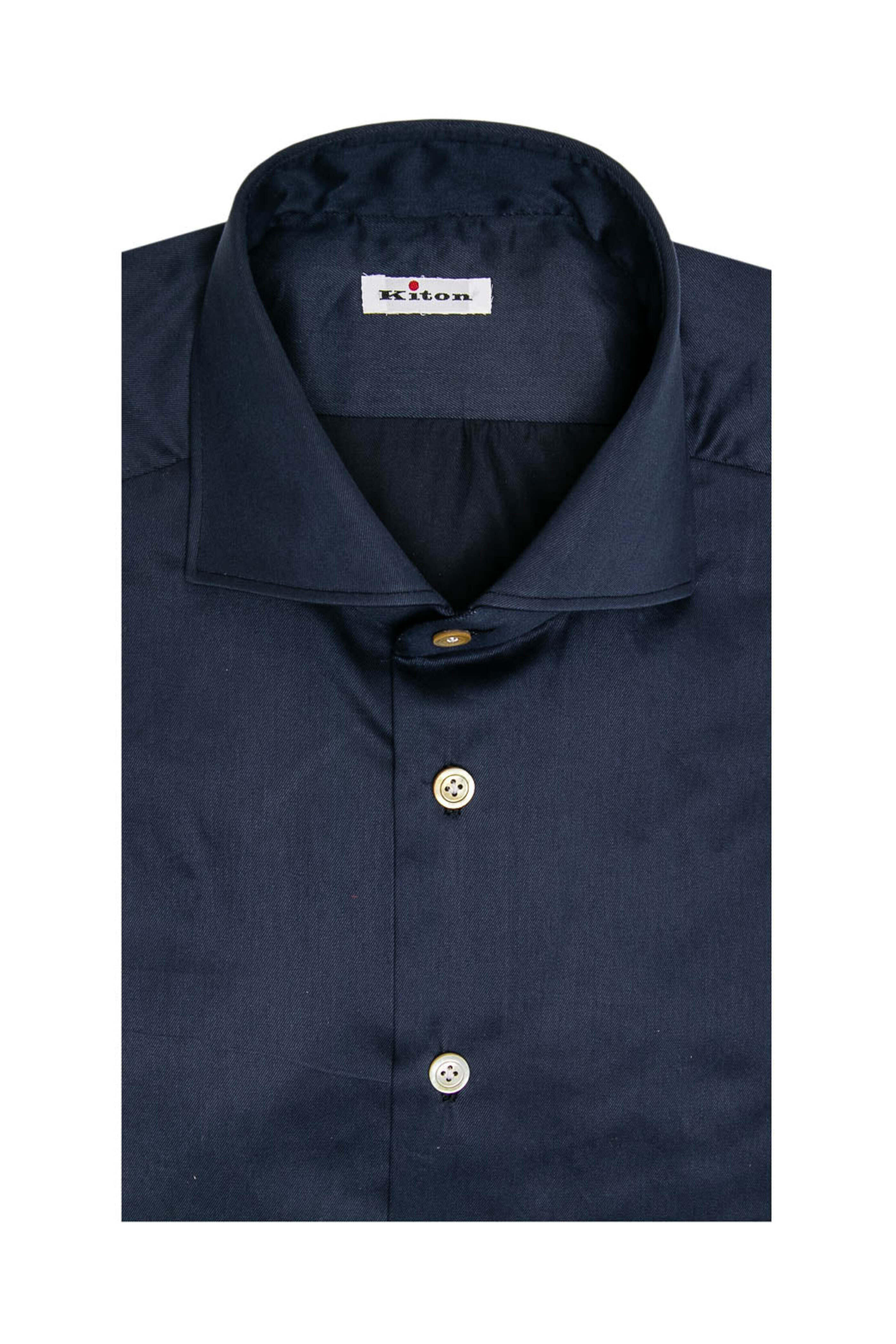 Kiton - Denim Blue Twill Dress Shirt - view 1