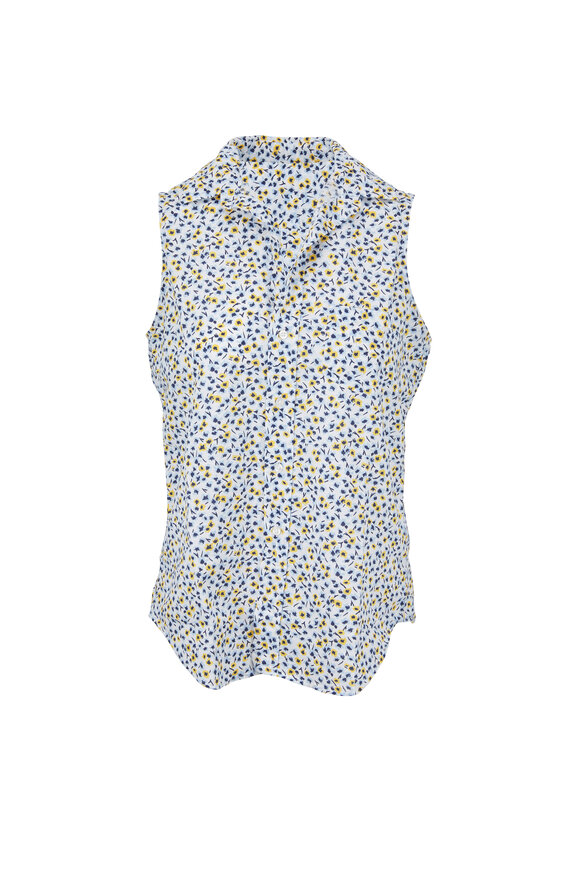 Frank & Eileen - Fiona Blue & Yellow Flowers Chambray Button Down