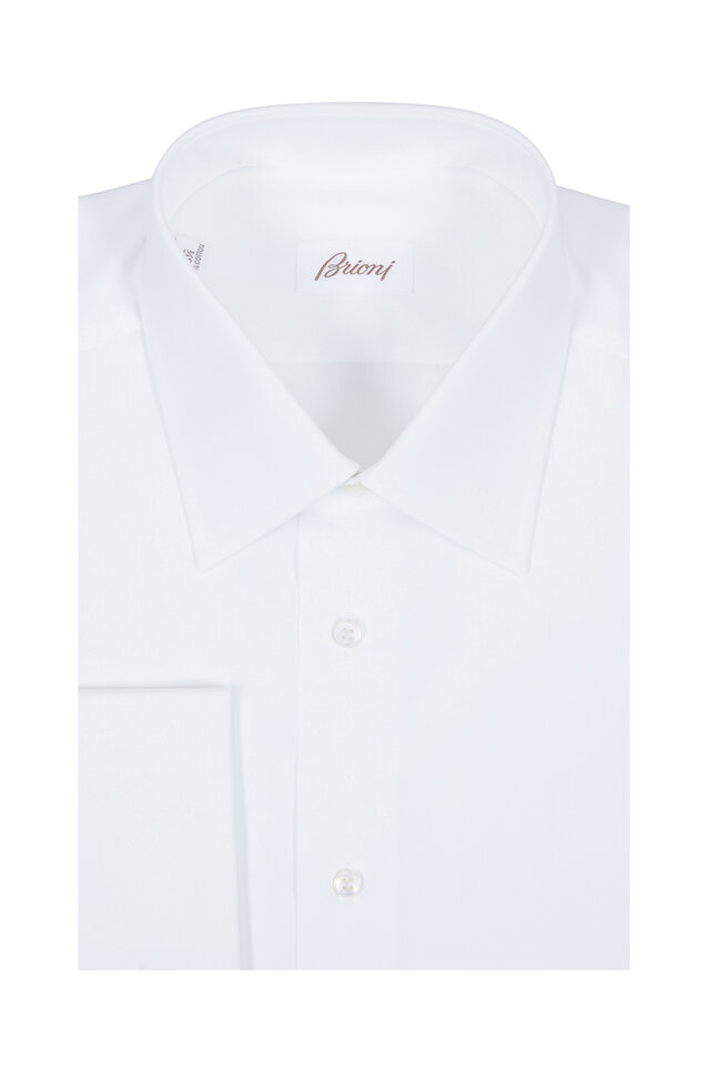 Brioni - Solid White Cotton Dress Shirt | Mitchell Stores