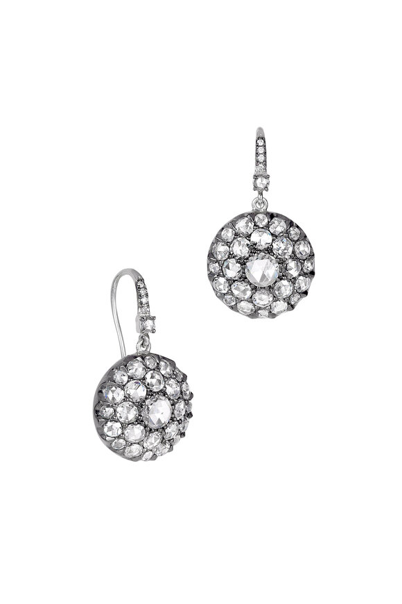 Nam Cho 18K White Gold Wire Diamond Earrings