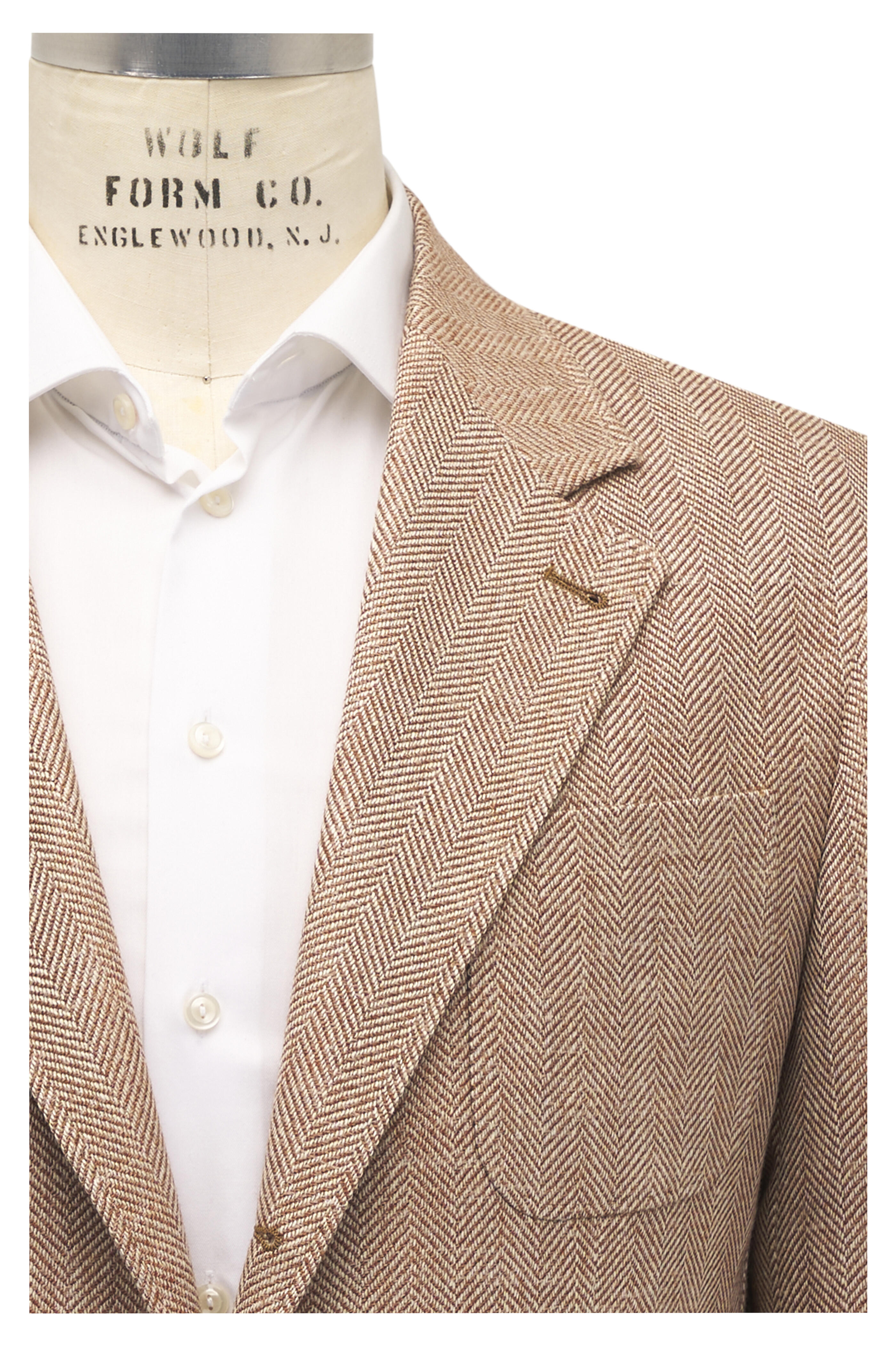 Brunello Cucinelli - Rust Herringbone Wool, Silk, & Linen Sportcoat