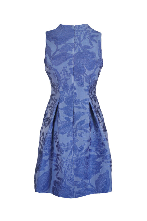 Lela Rose Betsy Blue Floral Fil Coupe Sleeveless Dress - view 3