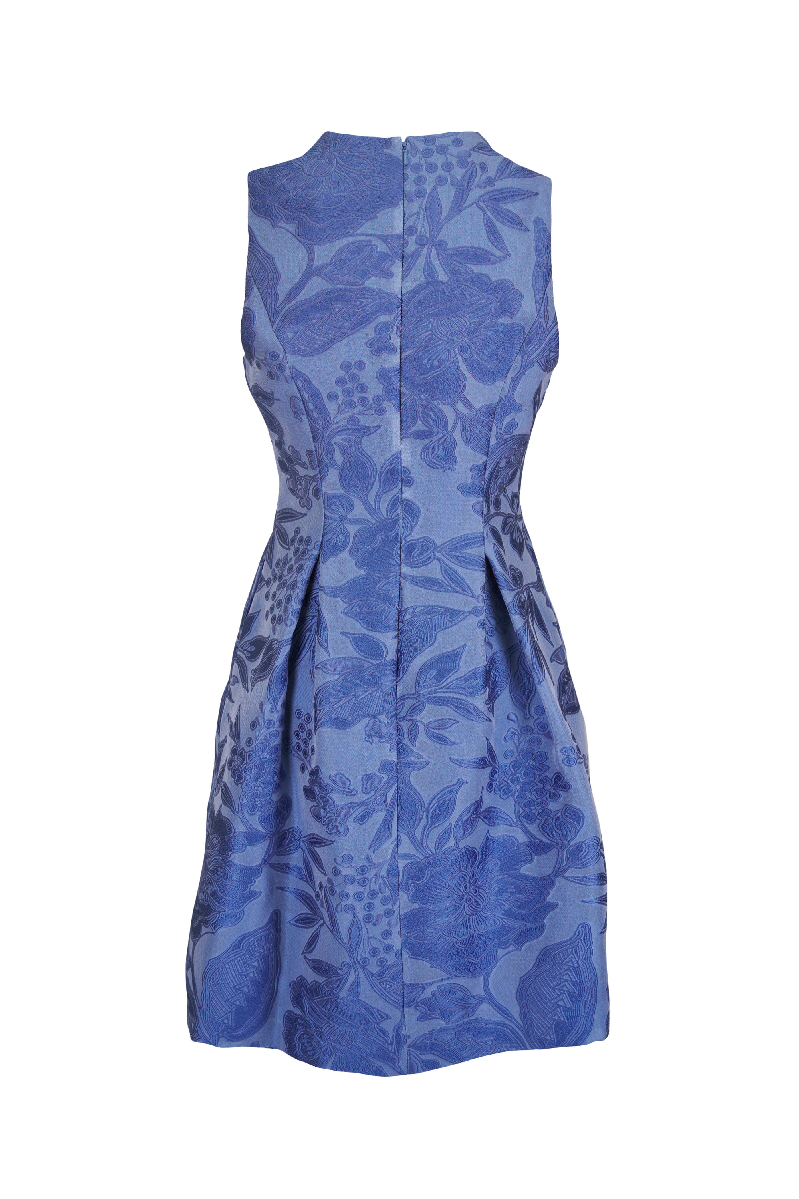 Lela Rose - Betsy Blue Floral Fil Coupe Sleeveless Dress