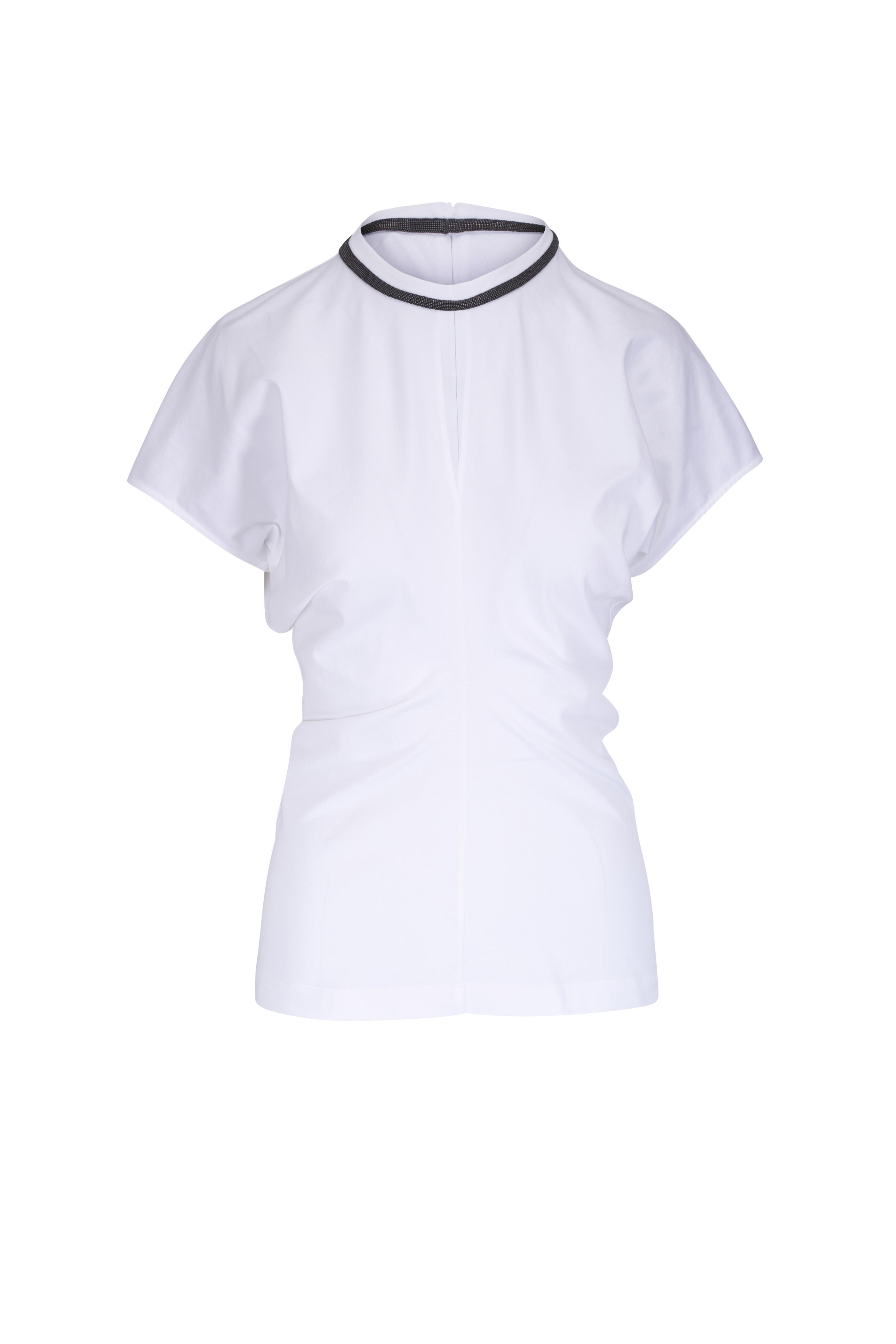 Brunello Cucinelli - White Keyhole Cotton T-Shirt