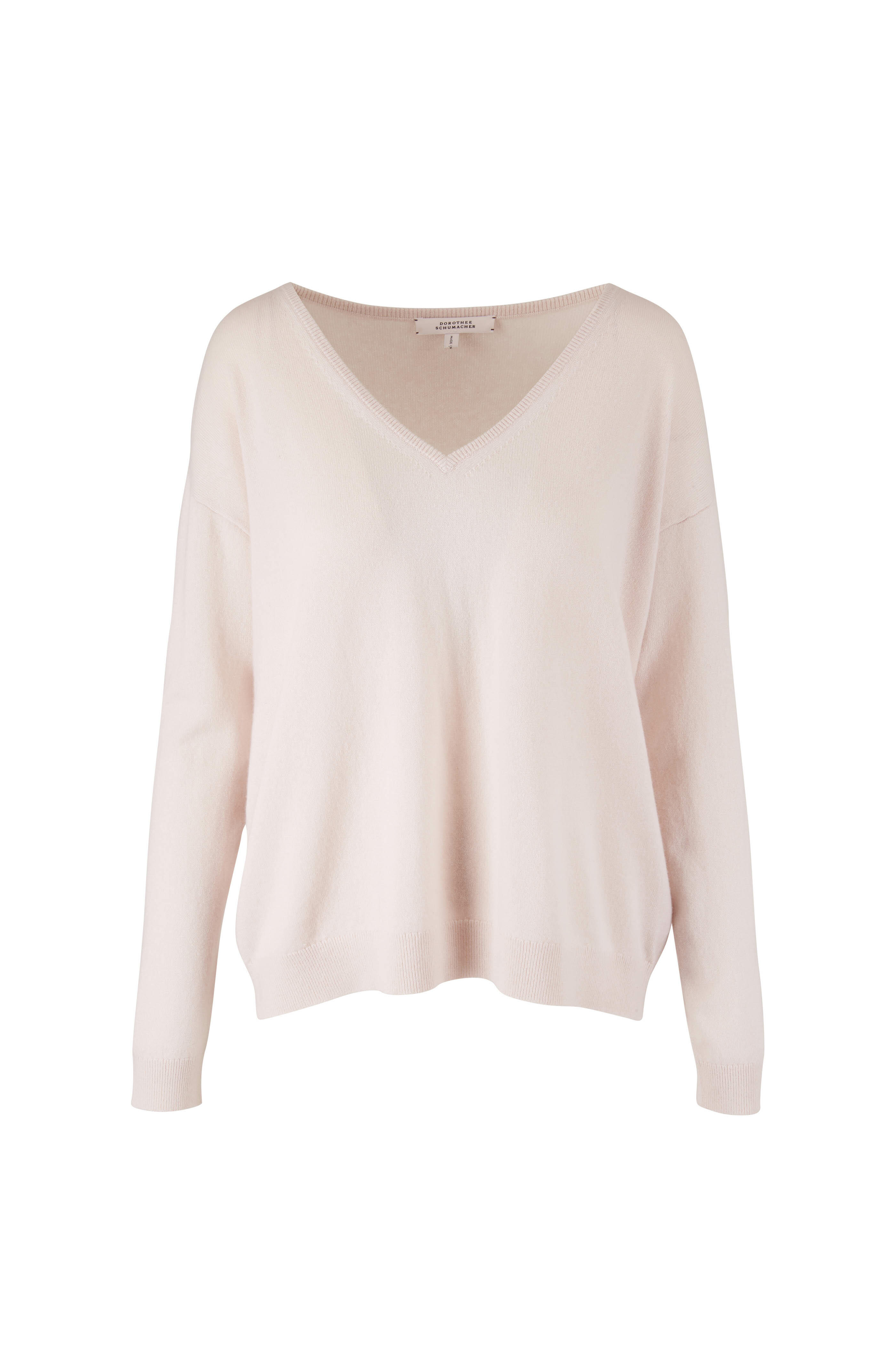 Dorothee Schumacher - White Stretch Cashmere V-Neck Sweater