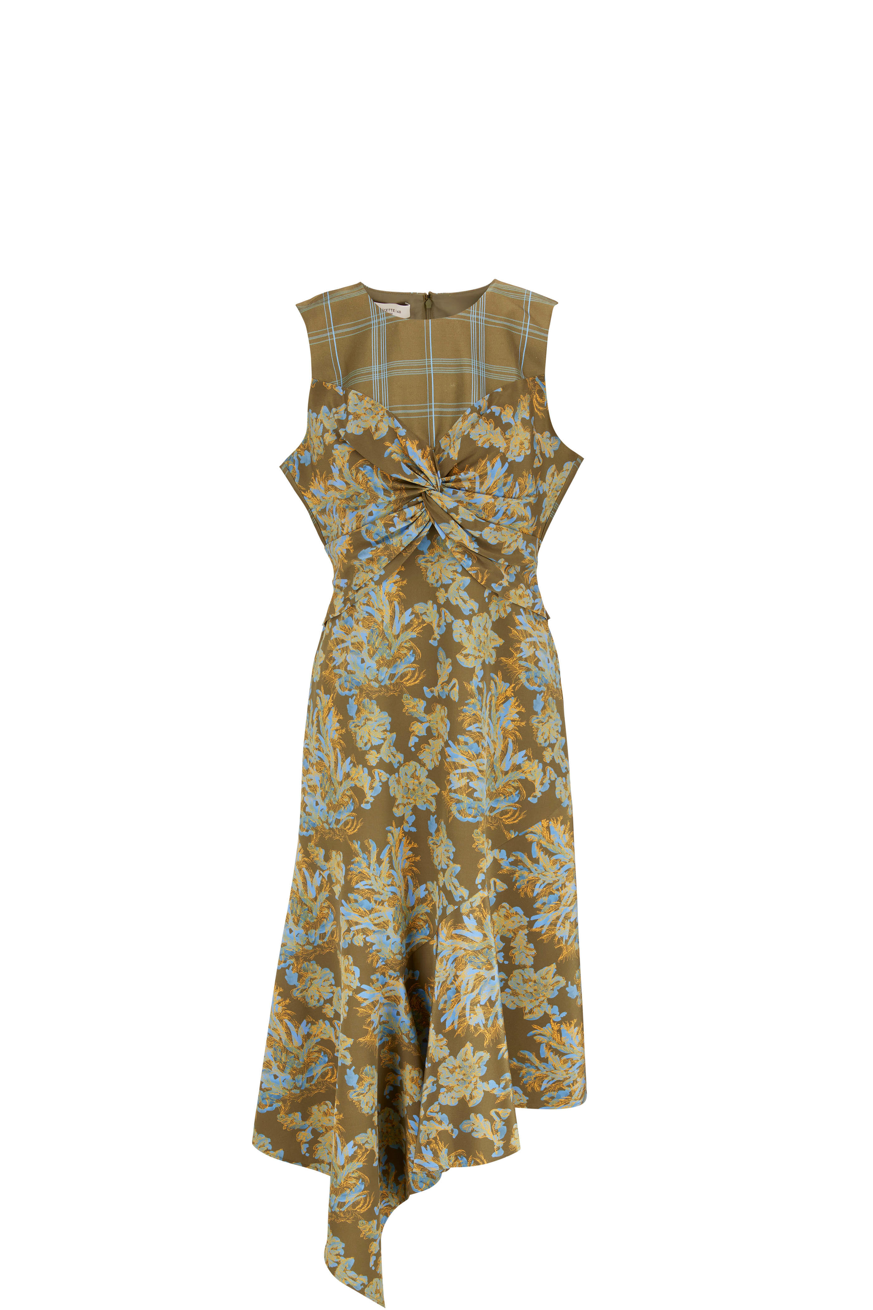 Lafayette 148 New York - Chive Collaged Prints Silk Crepe Dress