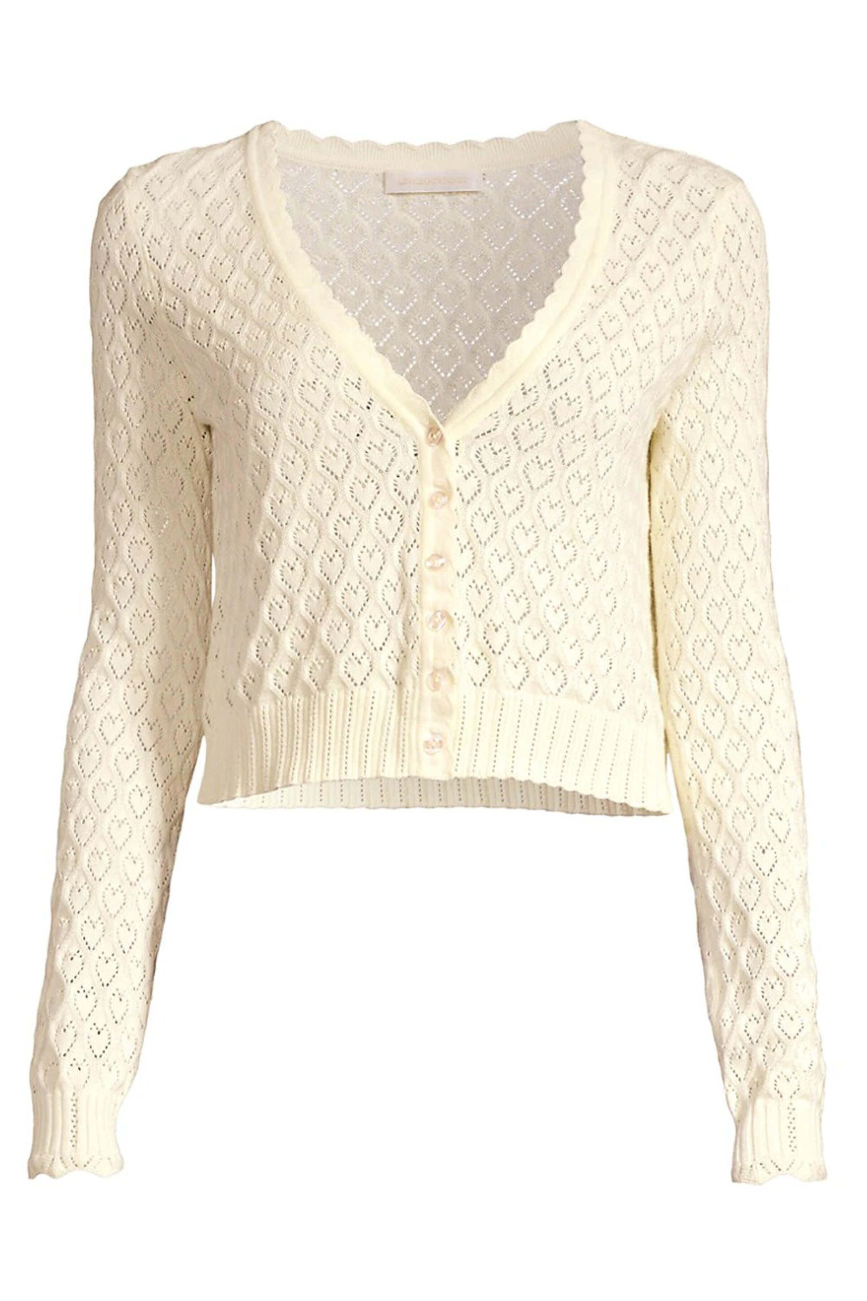Loveshackfancy - Cream Knit Janie Cropped Cardigan