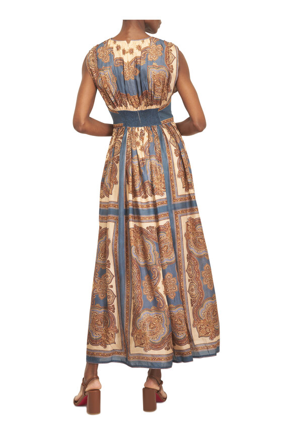 Zimmermann Mahon Dark Blue Paisley Waisted Maxi Dress - view 4