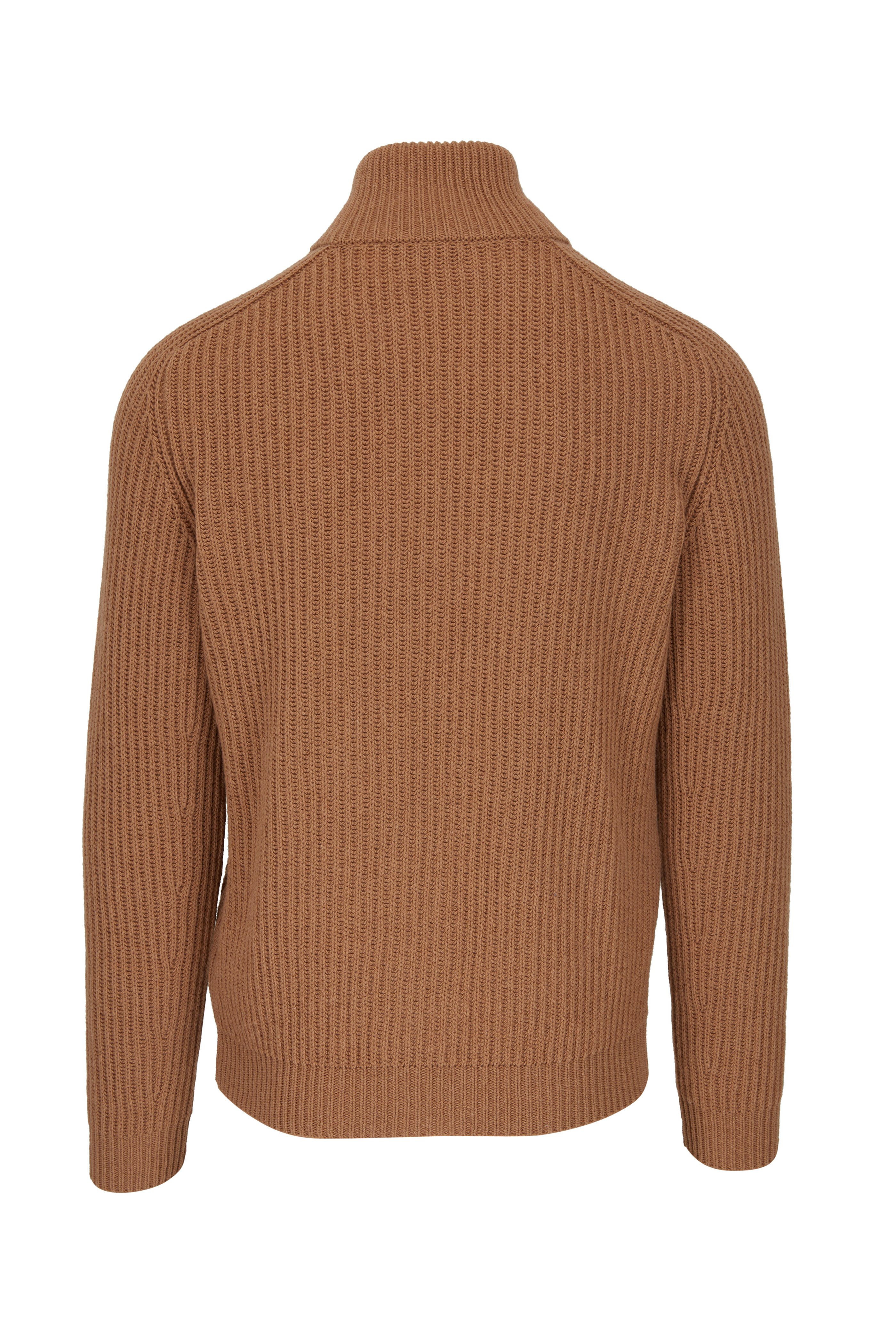 Moncler - Camel Ribbed Cashmere & Wool Zip Cardigan