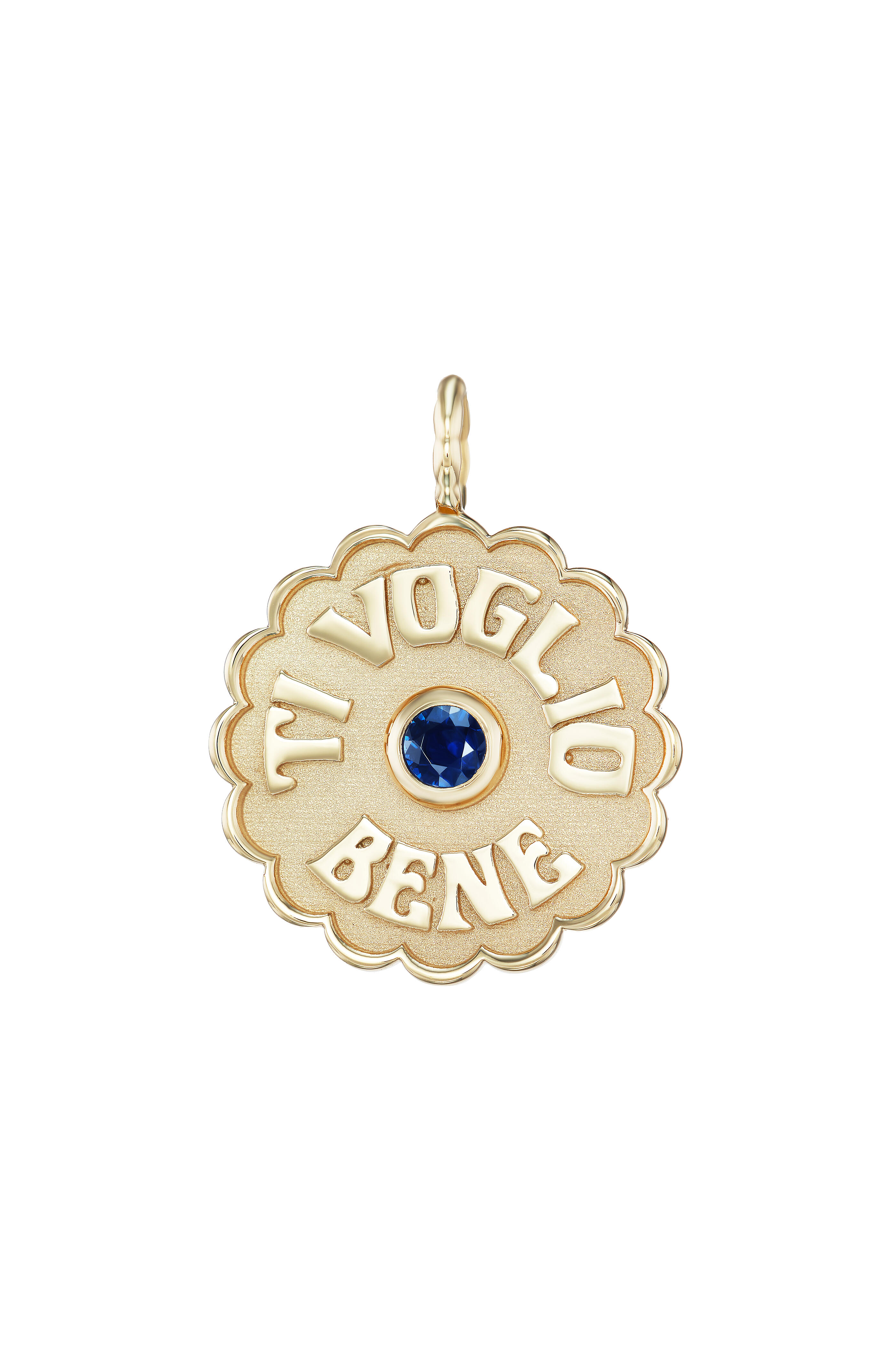 Marlo Laz - 14k Gold Ti Voglio Bene Blue Sapphire Pendant