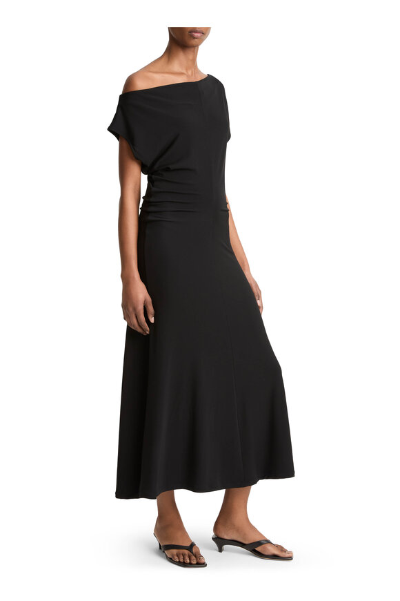 Vince Black Matte Jersey Off-Shoulder Midi Dress - view 4