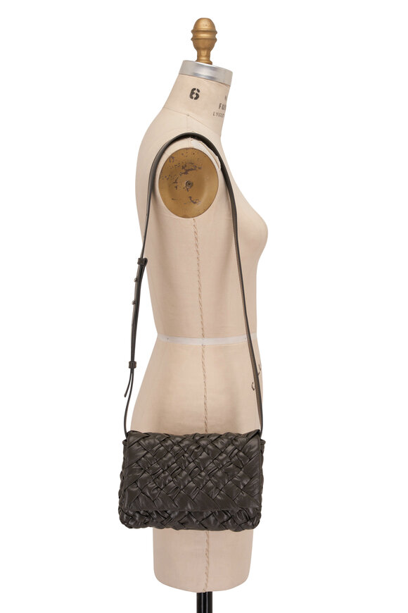 Bottega Veneta - Small Rumple Light Graphite Woven Messenger Bag