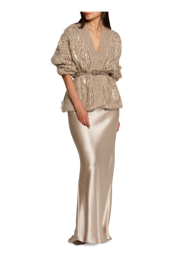 Brunello Cucinelli - Beige Opera Sequin Knit Cardigan 