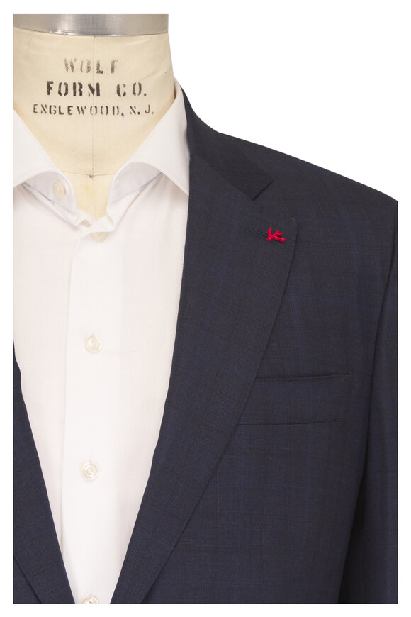Isaia Navy Blue Wool Neat Suit - view 1