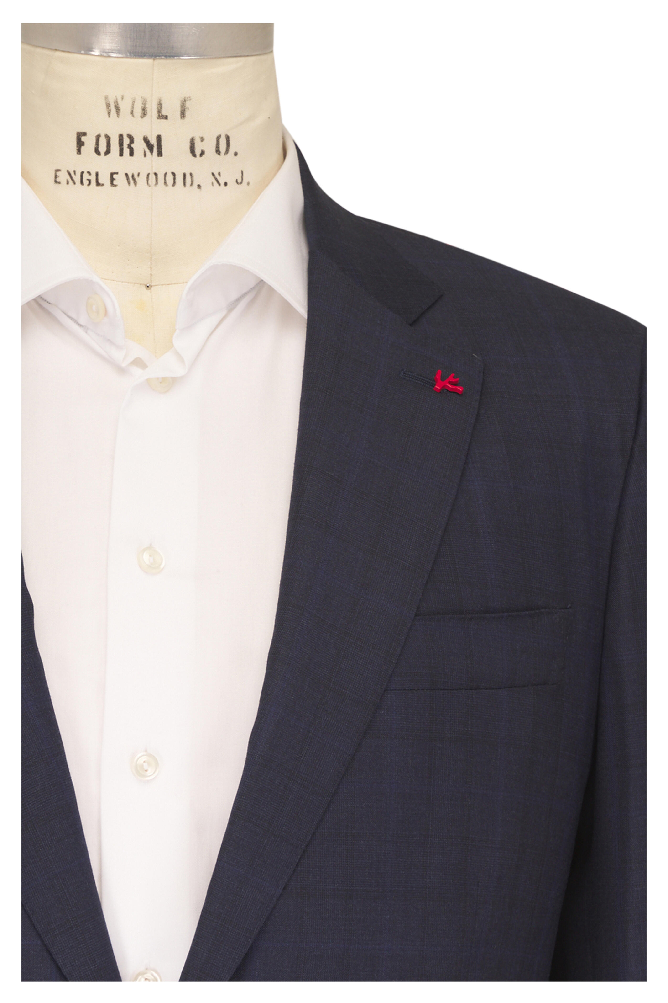 Isaia - Navy Blue Wool Neat Suit - view 1