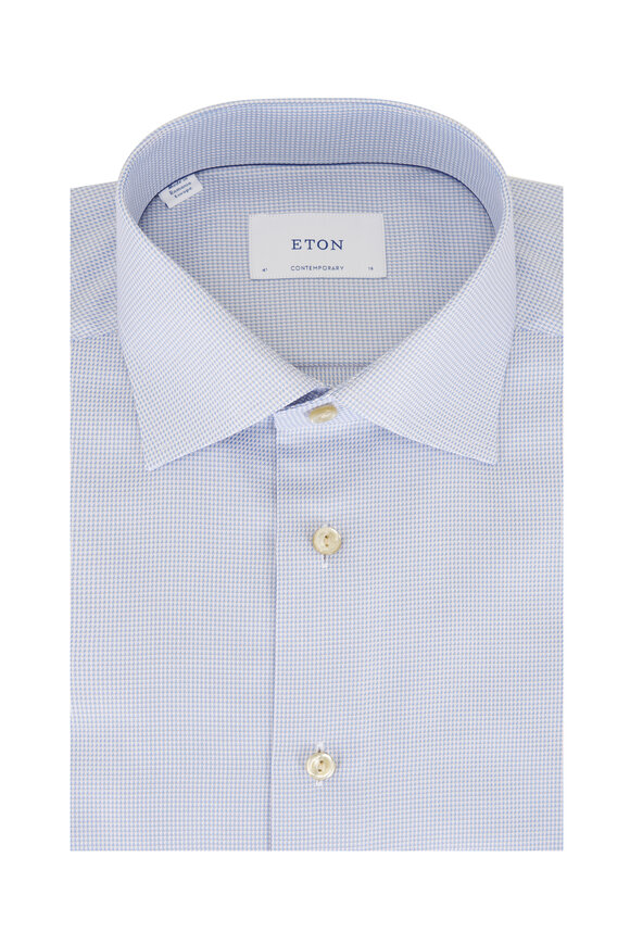 Eton Light Blue Cotton Twill Sport Shirt - view 1