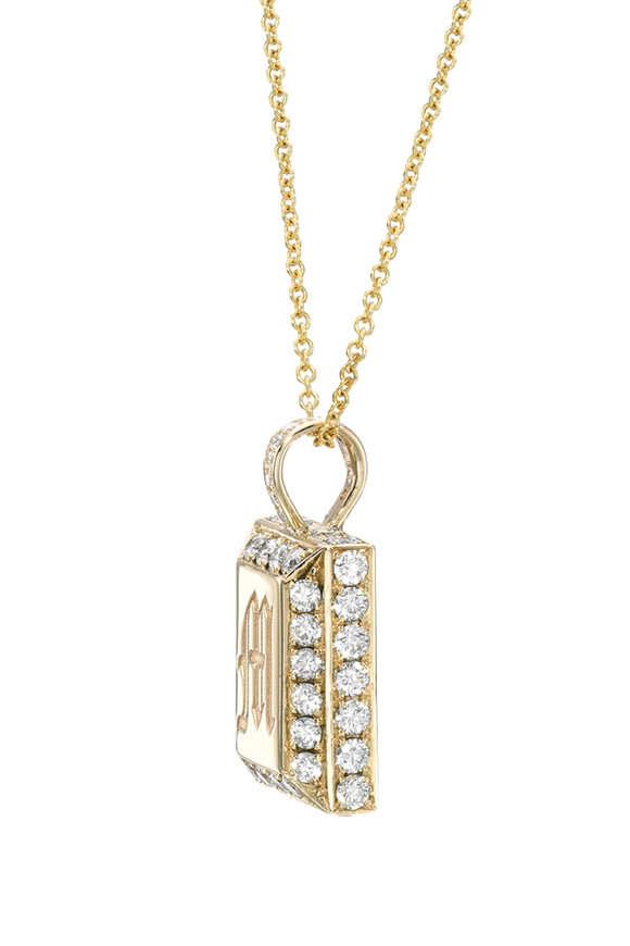 Dru - Yellow Gold Diamond Initial Nugget Necklace