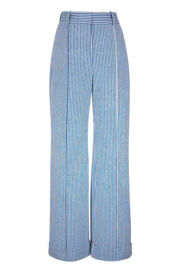 Adam Lippes Deeda Blue & White Railroad Stipe Pant - view 1