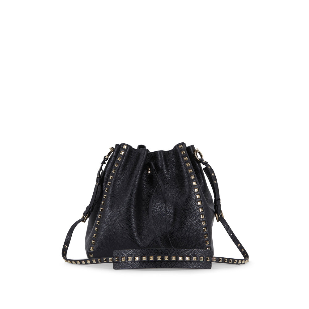 Valentino Garavani - Rockstud Black Pebbled Leather Large