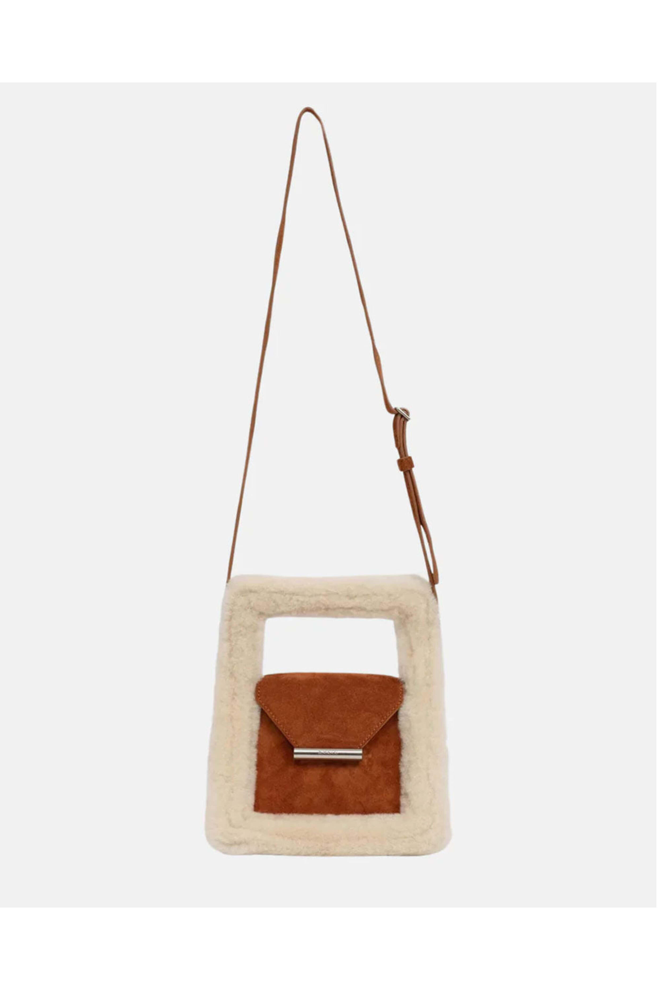 Simkhai - Beau Mini Shearling Box Crossbody Bag in Toffee