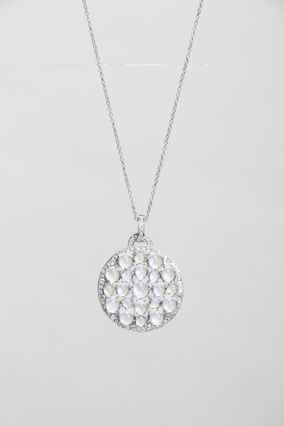 Nam Cho 18k Blue Moonstone Medium Round Pendant Necklace